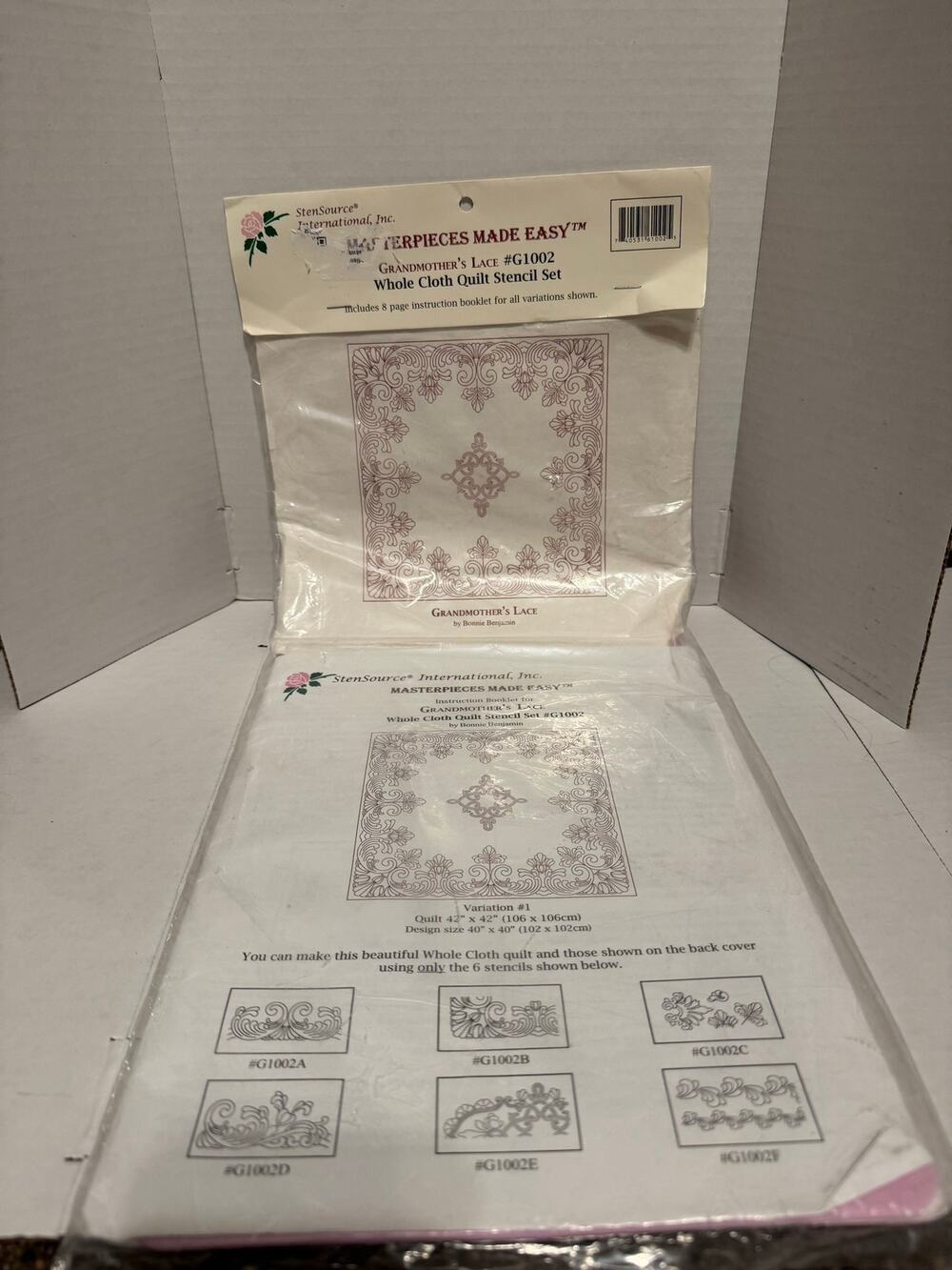 Vintage Grandmother’s Lace G1002 Whole Cloth Quilt Stencil Set New Sealed